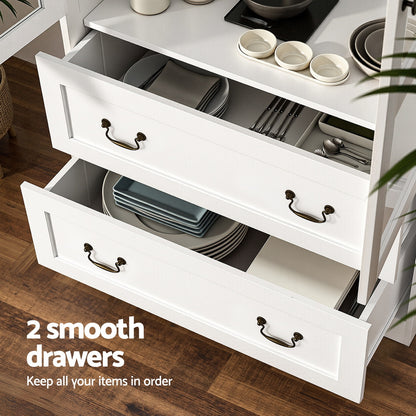 Buffet Sideboard 180cm Hutch Storage Cabinet Kitchen Drawer Door White