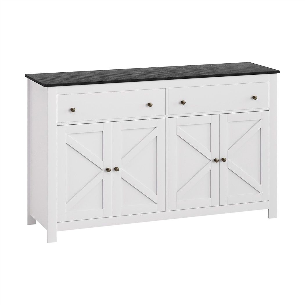 Buffet Sideboard Storage Cabinet Kitchen Cupboard 2 Drawers 140CM Black