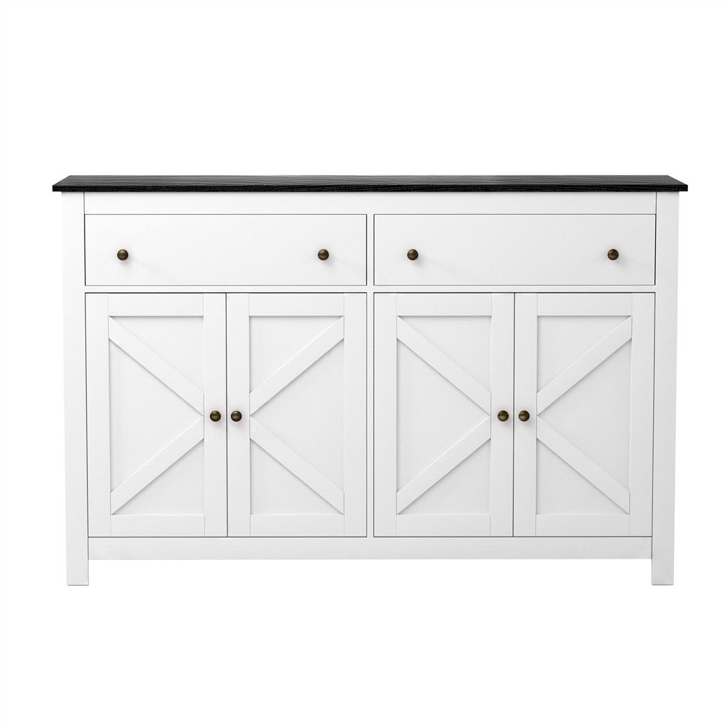 Buffet Sideboard Storage Cabinet Kitchen Cupboard 2 Drawers 140CM Black