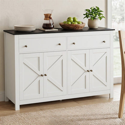 Buffet Sideboard Storage Cabinet Kitchen Cupboard 2 Drawers 140CM Black
