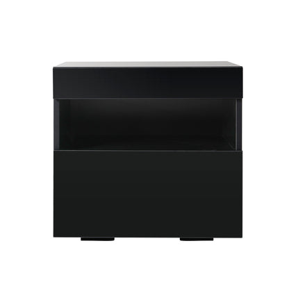 Artiss Bedside Table LED - HERES Black - Furniture > Bedroom > Bedside Tables