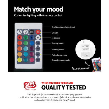 Artiss Bedside Table LED - HERES Black - Furniture > Bedroom > Bedside Tables