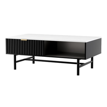 Artiss Coffee Table Drawer Storage Shelf Black - Furniture > Living Room > Coffee Tables