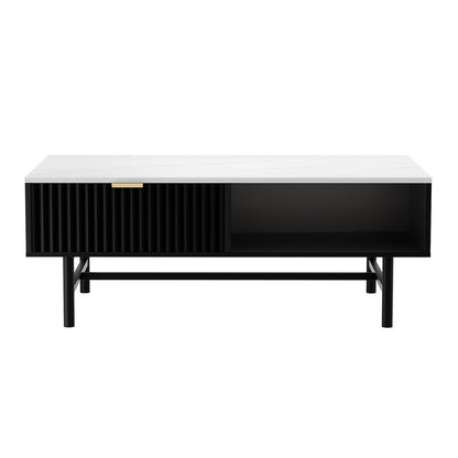 Artiss Coffee Table Drawer Storage Shelf Black - Furniture > Living Room > Coffee Tables