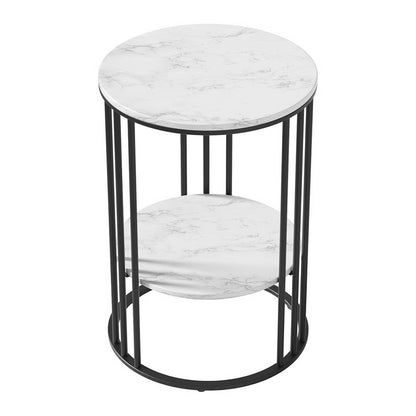 Artiss Coffee Table 2-Tier Round Marble Effect - Furniture > Living Room > Coffee Tables