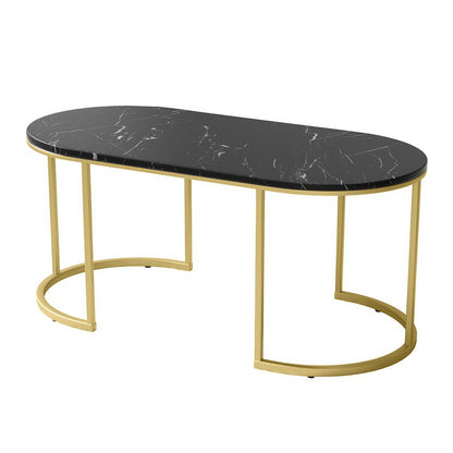 Artiss Coffee Table Marble Effect Black - Furniture > Living Room > Coffee Tables