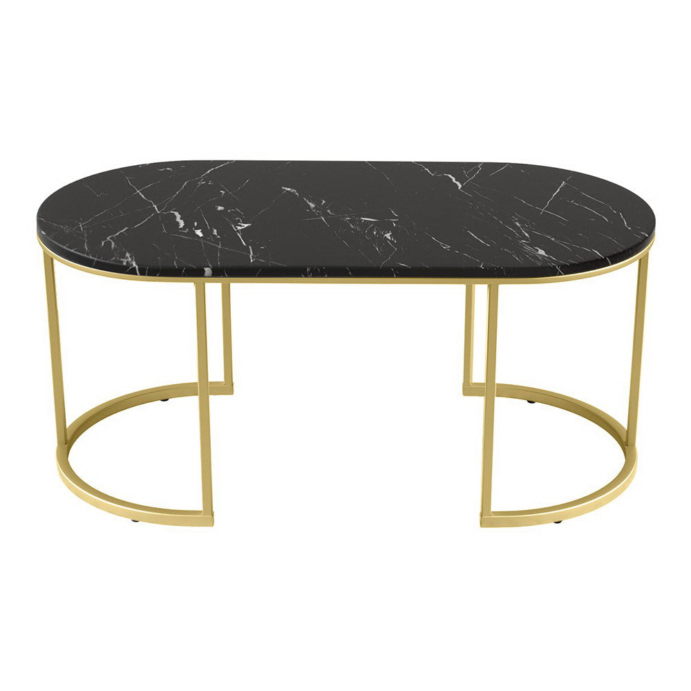 Artiss Coffee Table Marble Effect Black - Furniture > Living Room > Coffee Tables