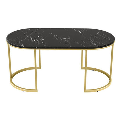 Artiss Coffee Table Marble Effect Black - Furniture > Living Room > Coffee Tables
