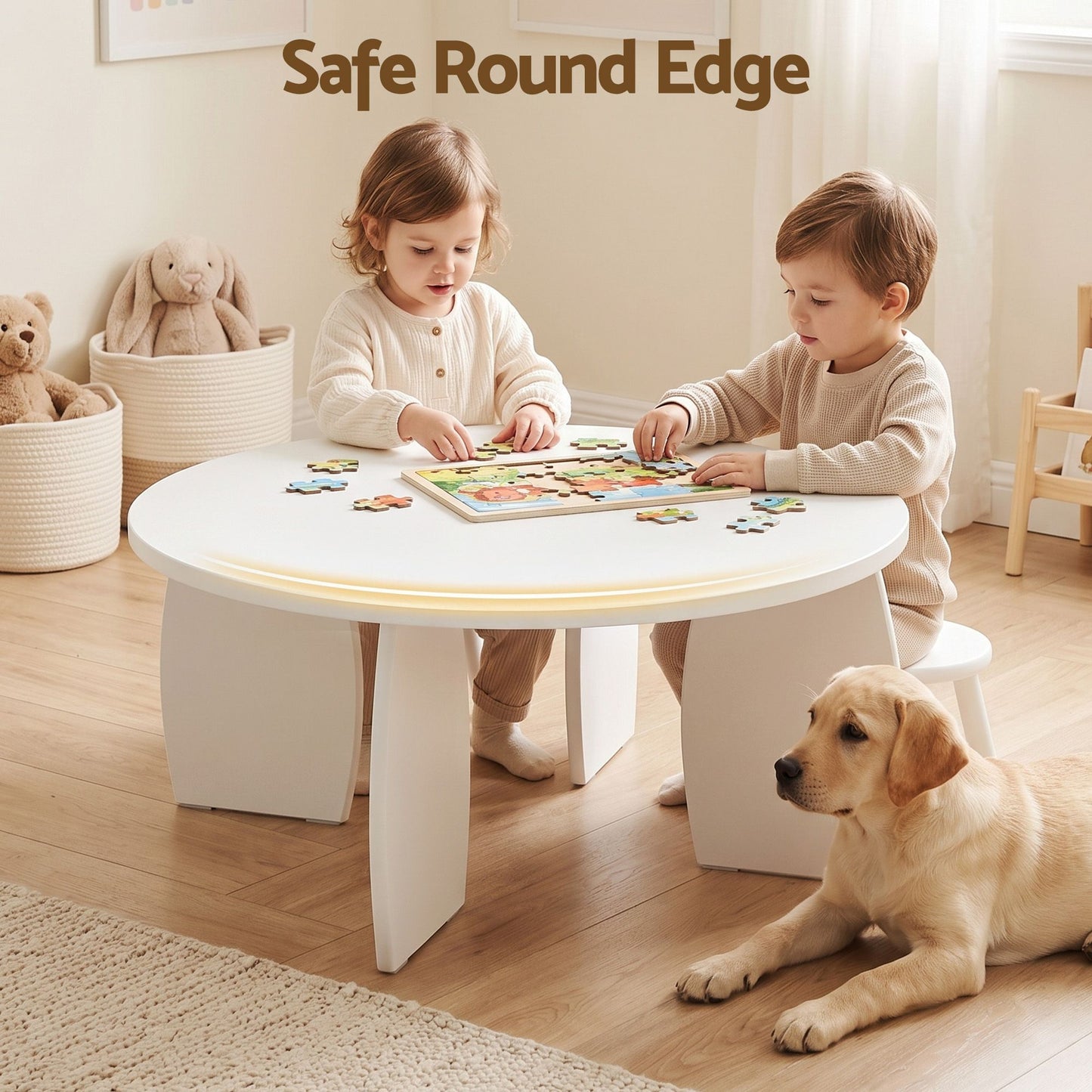 Artiss Round Coffee Table High-Gloss Center Table Minimalist Living Room Furniture 78x35cm Cream White