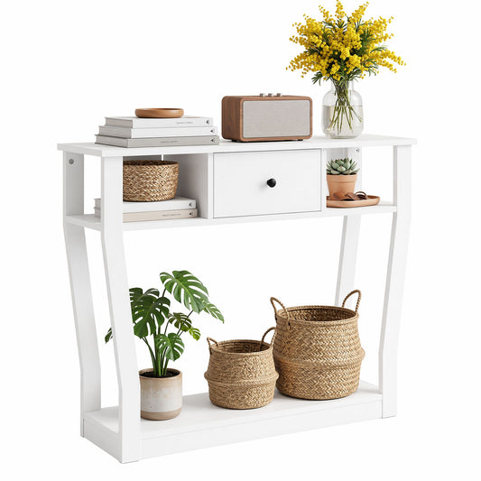 Console Table Entryway Hallway Sofa Side Table Drawer Shelf 100CM White