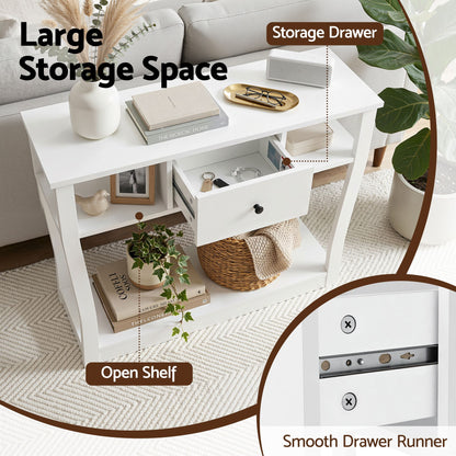 Artiss Console Table Entryway Hallway Sofa Side Table Drawer Shelf 100CM White