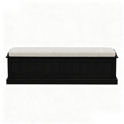 Storage Ottoman Blanket Box 140cm Fluted Black