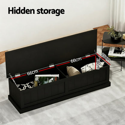 Storage Ottoman Blanket Box 140cm Fluted Black