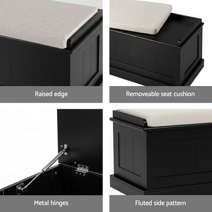 Storage Ottoman Blanket Box 140cm Fluted Black