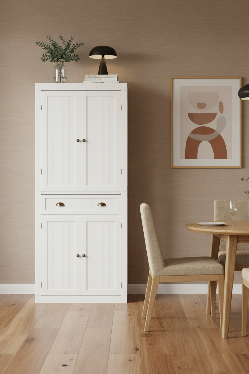 White buffet sideboard cupboard cabinet white 76.5cm x 41cm x 184cm - home storage cabinet Australia