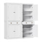 2x Buffet Sideboard Cabinet 6-Tier Storage Pantry Cupboard Drawer White