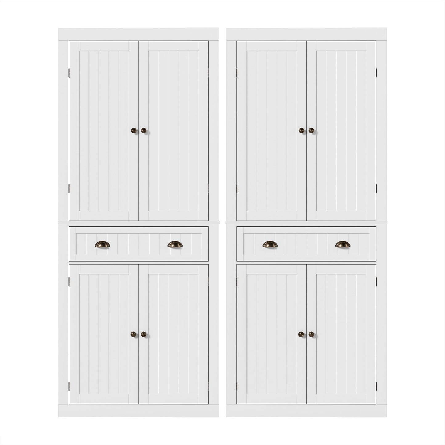 2x Buffet Sideboard Cabinet 6-Tier Storage Pantry Cupboard Drawer White