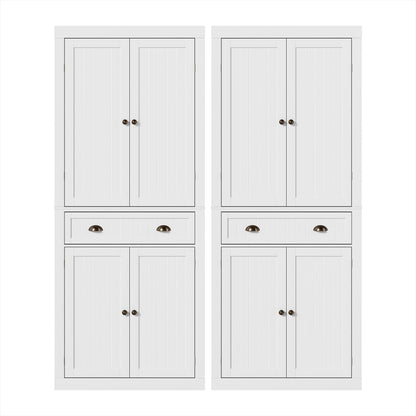 2x Buffet Sideboard Cabinet 6-Tier Storage Pantry Cupboard Drawer White