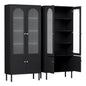 2x Buffet Sideboard Cabinet Pantry 5-Tier Storage Cupboard Fluted Black