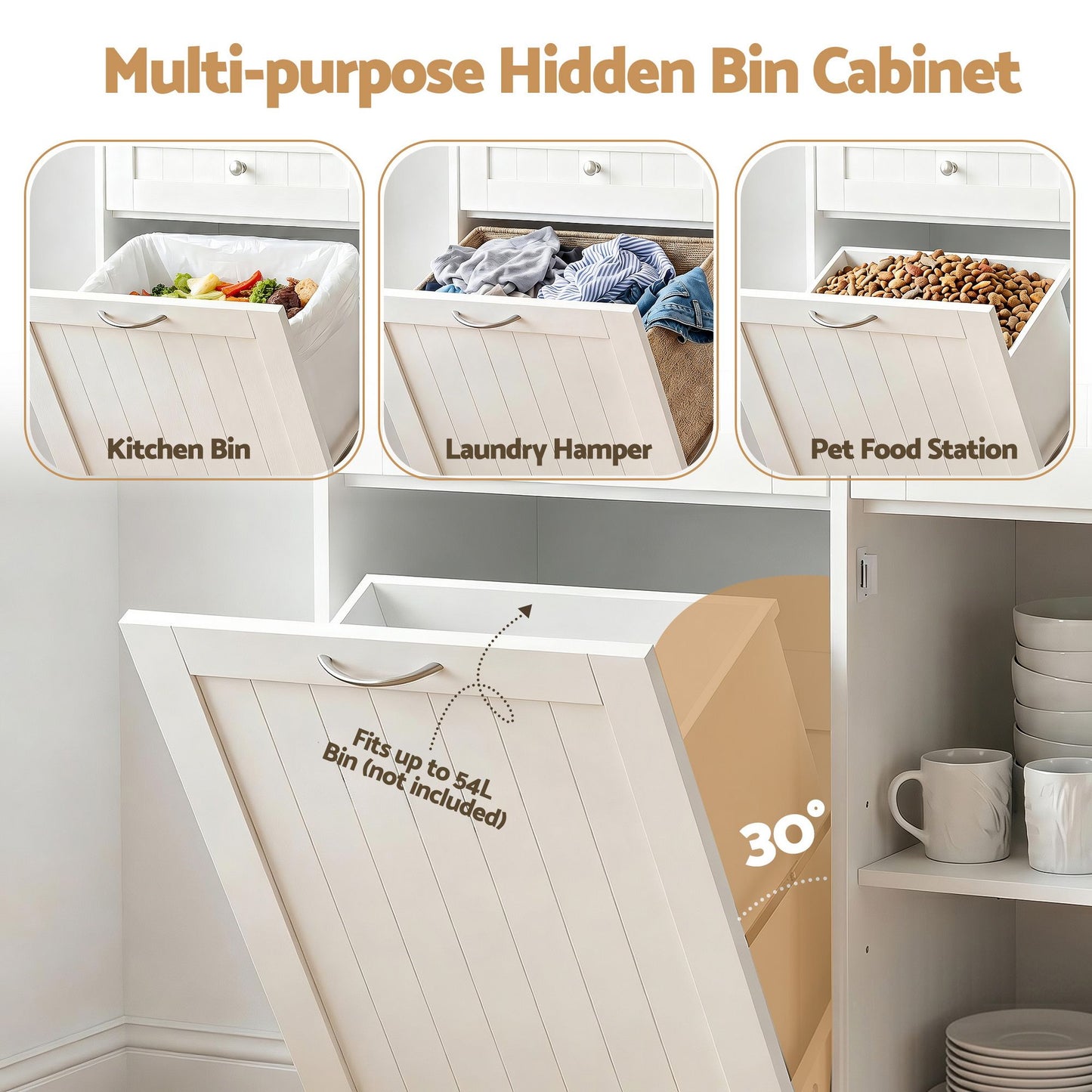 Buffet Sideboard Cabinet Kitchen Tilt Out Bin Holder Storage Cupboard