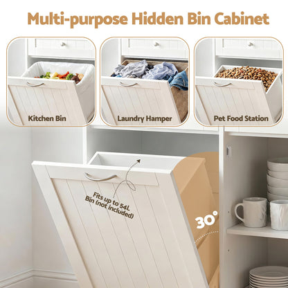 Buffet Sideboard Cabinet Kitchen Tilt Out Bin Holder Storage Cupboard