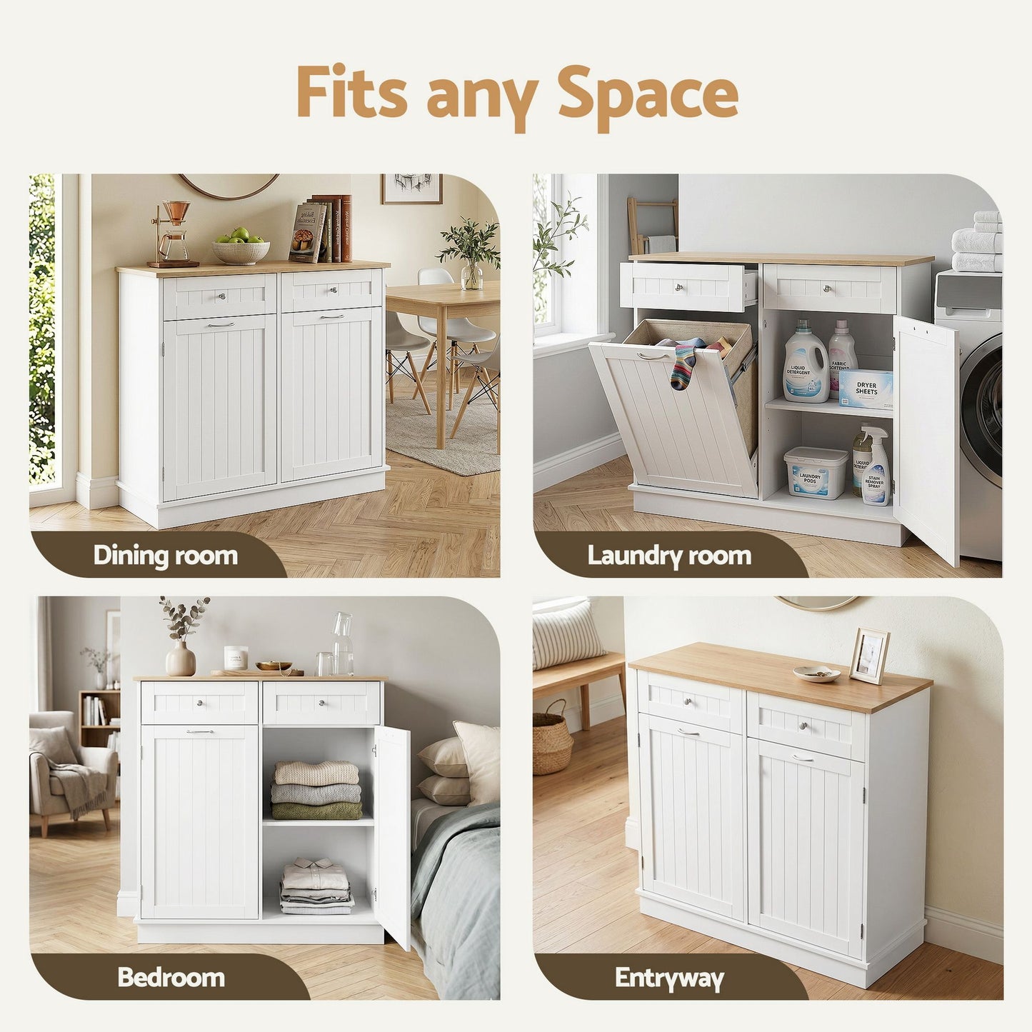 Buffet Sideboard Cabinet Kitchen Tilt Out Bin Holder Storage Cupboard