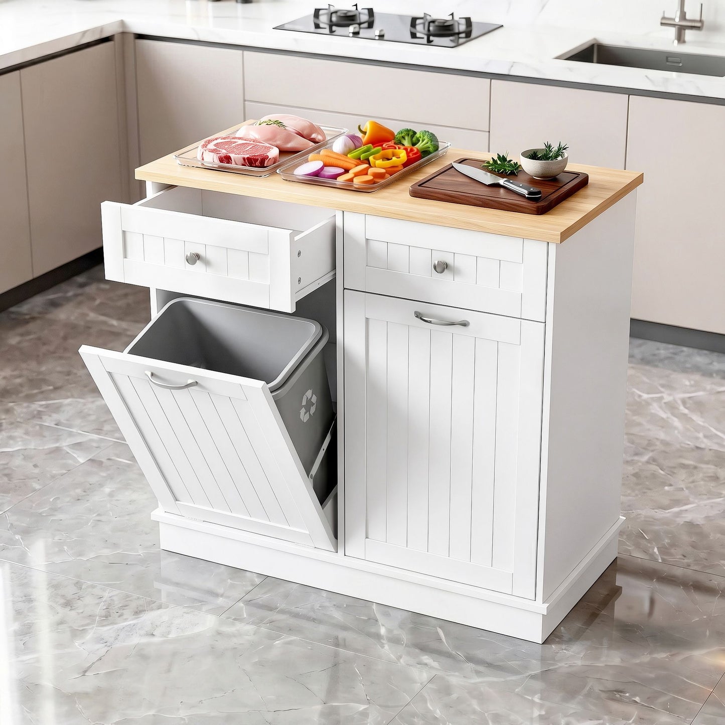 Buffet Sideboard Cabinet Kitchen Tilt Out Bin Holder Storage Cupboard