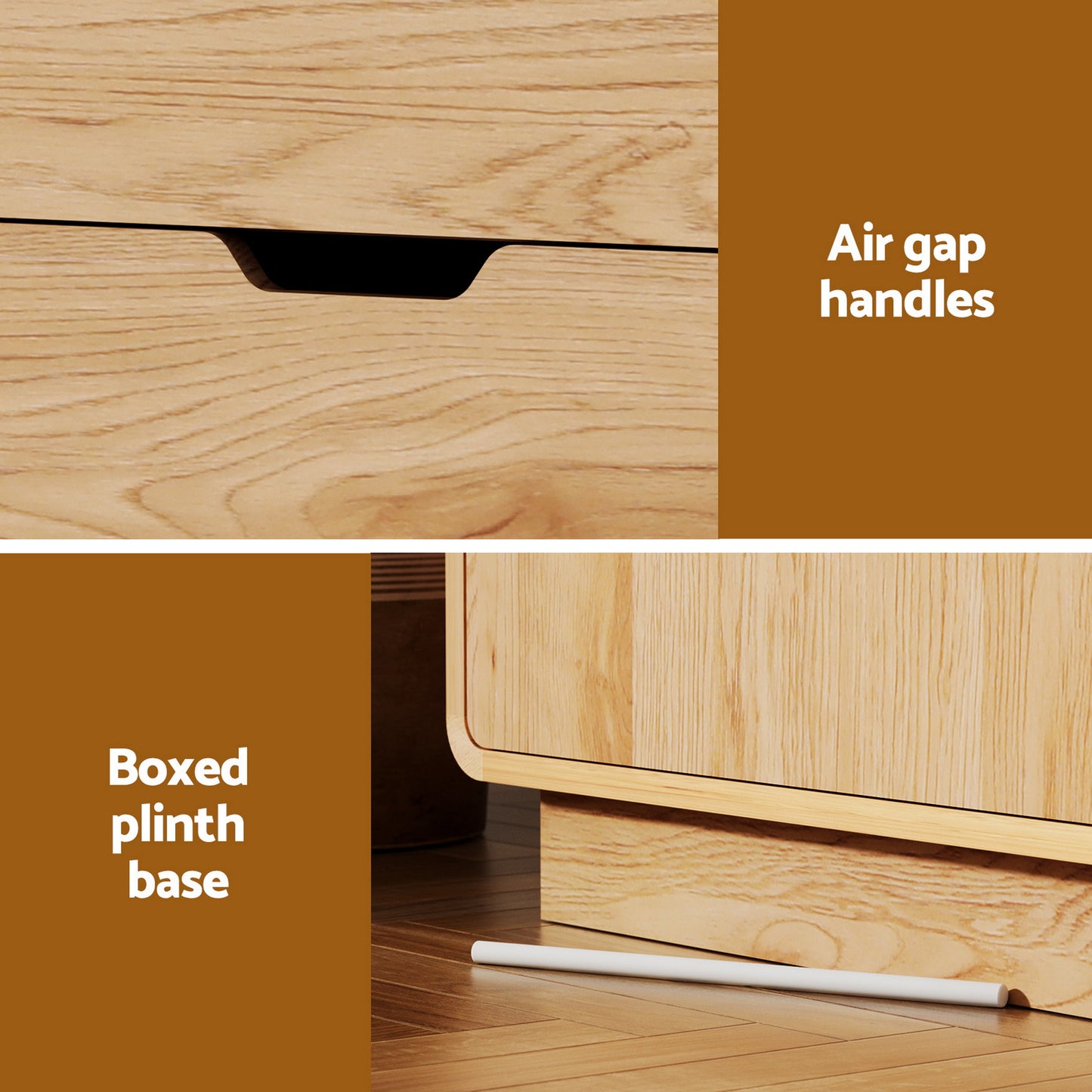 Buffet Sideboard Cabinet Storage Kitchen Cupboard Drawers Round Edge Oak
