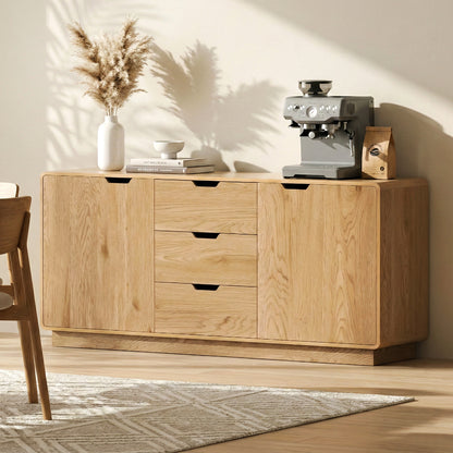 Buffet Sideboard Cabinet Storage Kitchen Cupboard Drawers Round Edge Oak