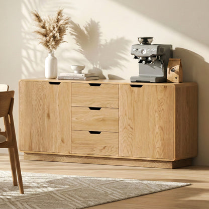 Buffet Sideboard Cabinet Storage Kitchen Cupboard Drawers Round Edge Oak