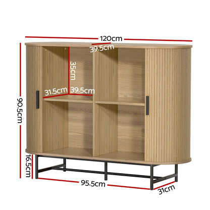 Artiss Buffet Sideboard Cupboard Cabinet Sliding Doors Pantry Storage Oak PIIA - Furniture > Dining > Buffets &