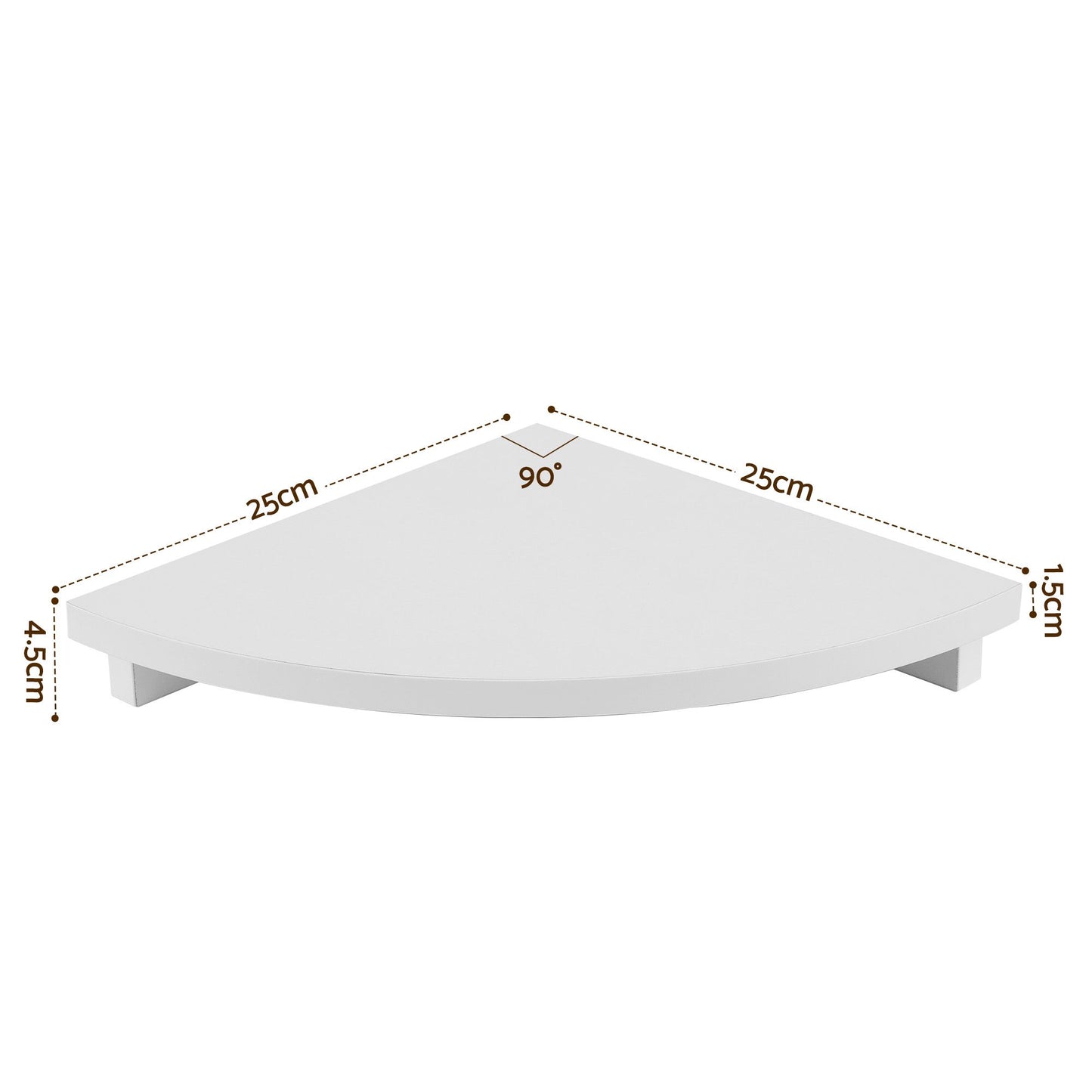 3pc Corner Floating Wall Shelf Wall Mounted Display Rack Round Edge White