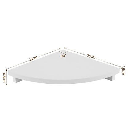 4pc Corner Floating Wall Shelf Wall Mounted Display Rack Round Edge White
