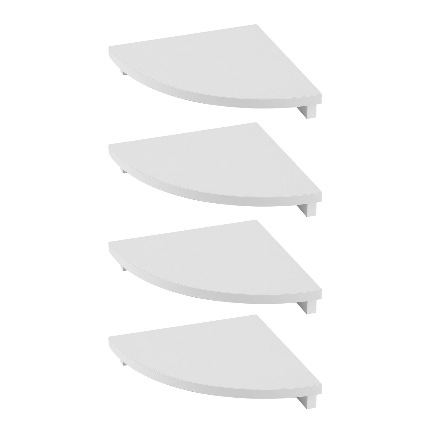 4pc Corner Floating Wall Shelf Wall Mounted Display Rack Round Edge White