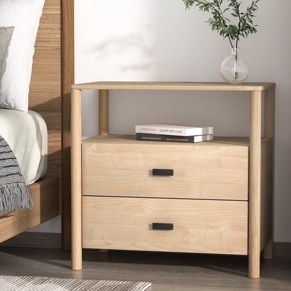 Artiss Bedside Table Nightstand 2 Drawers - Pine - Furniture > Bedroom > Bedside Tables