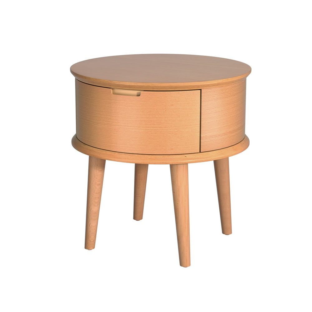 Artiss Bedside Table Drawers Curved Side End Table Storage Nightstand Oak ENZO Furniture > Bedroom > Bedside Tables