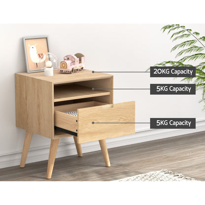 Artiss Bedside Table Drawers Side Table Shelf Storage Cabinet Nightstand GORR - Furniture > Bedroom > Bedside Tables