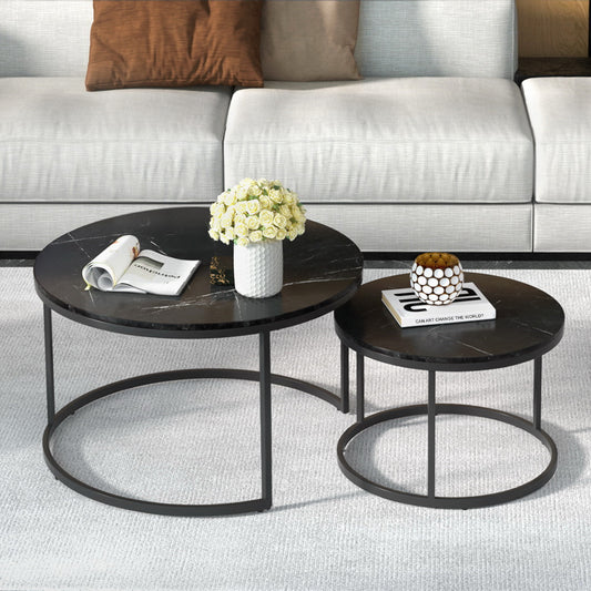 Artiss Nesting Coffee Table Set of 2 Marble Effect Tika - Furniture > Living Room > Coffee Tables