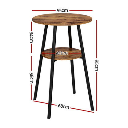 Artiss Industrial Bar Table with 2-Tier Organizer Weather-Resistant MDF Top Steel Frame - Furniture > Bar Stools &