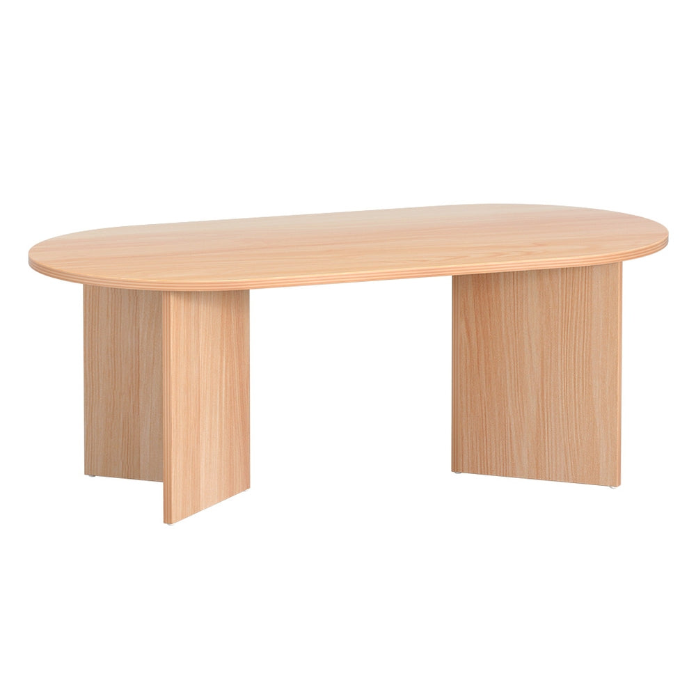 Artiss Coffee Table Oval 110CM Pine Alva - Furniture > Living Room > Coffee Tables