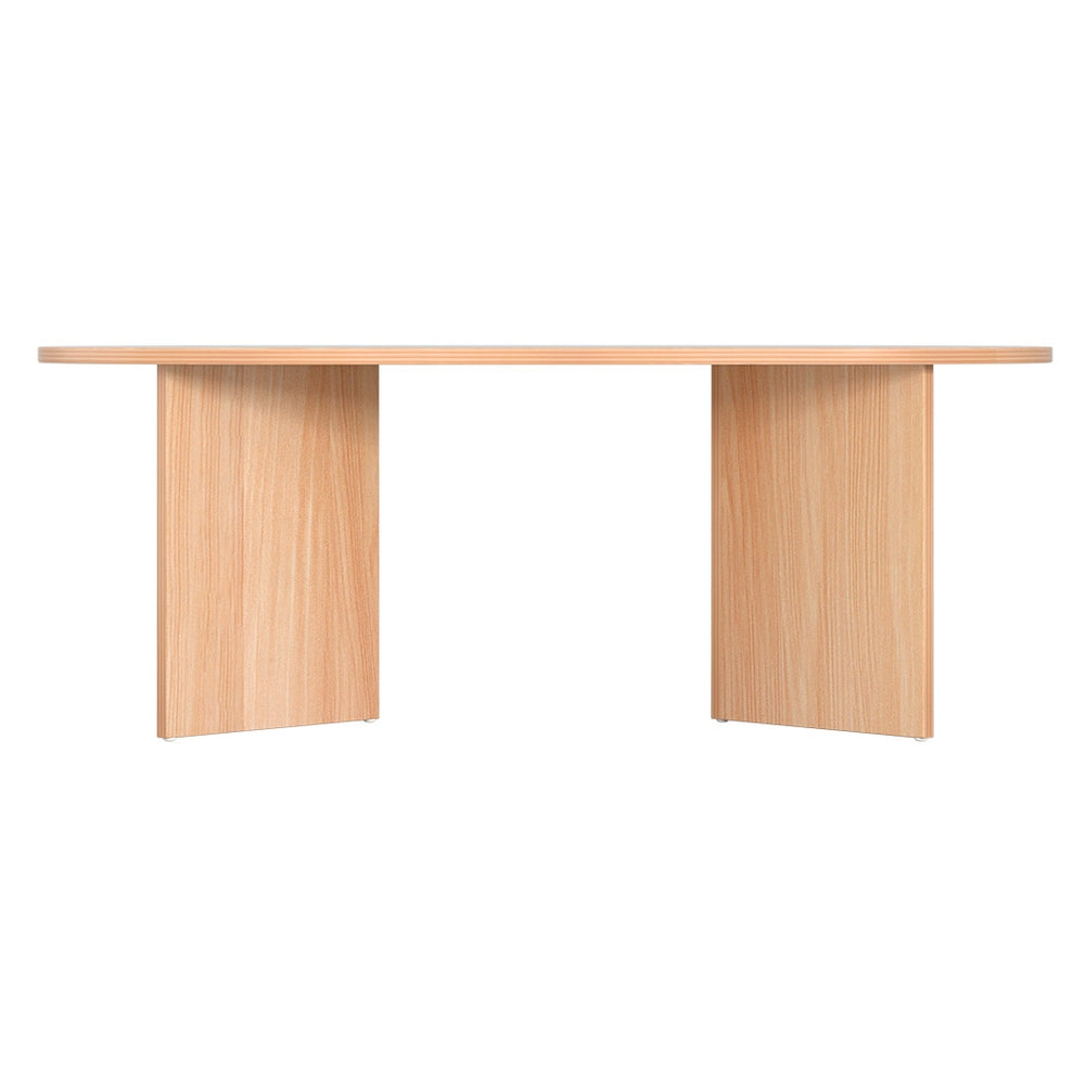 Artiss Coffee Table Oval 110CM Pine Alva - Furniture > Living Room > Coffee Tables