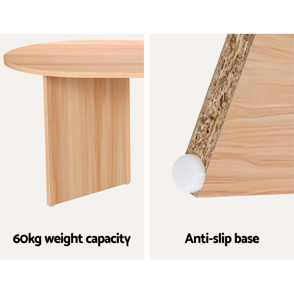 Artiss Coffee Table Oval 110CM Pine Alva - Furniture > Living Room > Coffee Tables
