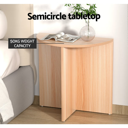 Artiss Coffee Table Semi-circle 48CM Pine Elva - Furniture > Living Room > Coffee Tables