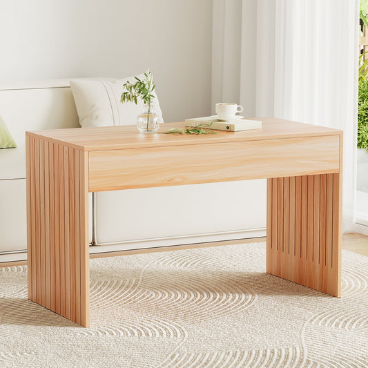 Artiss Coffee Table Rectangle Fluted Side 100CM - Furniture > Living Room > Coffee Tables