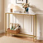 Console Table Entryway Hallway Display Desk Charging Station Marble Finish White & Gold