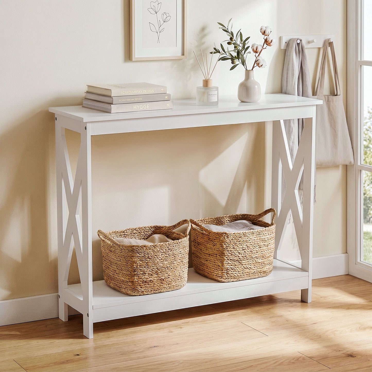 Artiss Console Table Entryway Hallway Display 2-Tier Narrow Sofa Table 100CM White