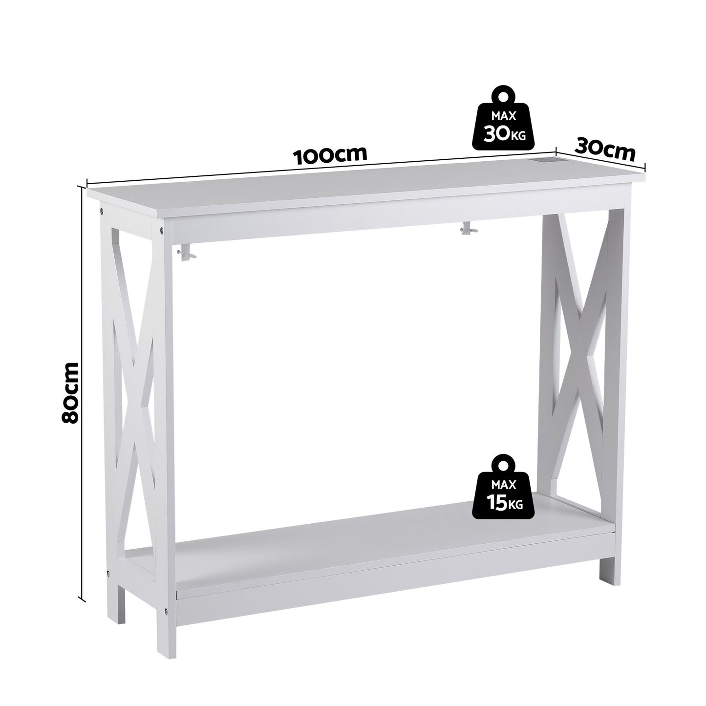 Artiss Console Table Entryway Hallway Display 2-Tier Narrow Sofa Table 100CM White
