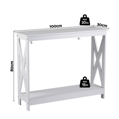 Artiss Console Table Entryway Hallway Display 2-Tier Narrow Sofa Table 100CM White