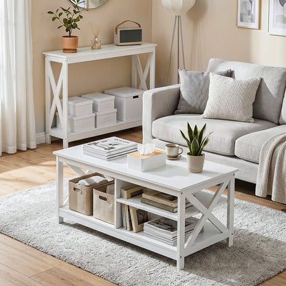 Artiss Console Table Entryway Hallway Display 2-Tier Narrow Sofa Table 100CM White