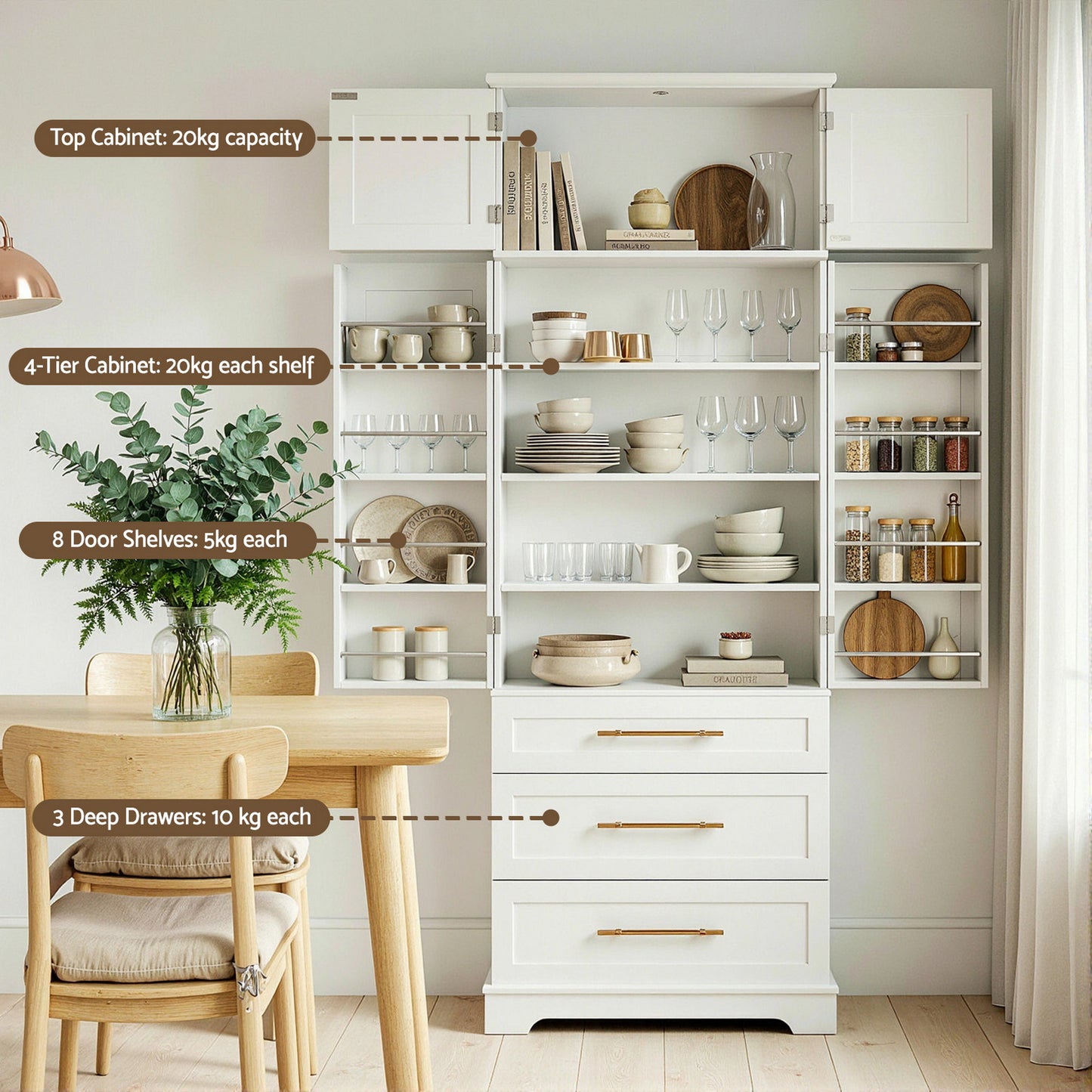 Buffet Sideboard Cabinet Pantry Kitchen Storage Cupboard Drawers Doors